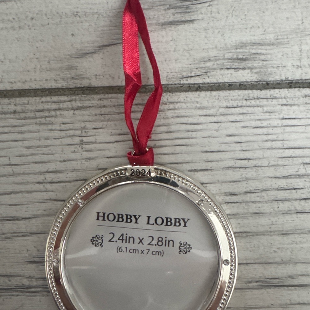 Hobby Lobby Silver and Red Holiday Ornament